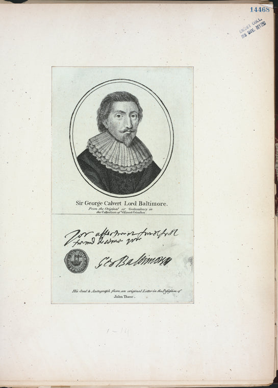 Sir George Calvert, Lord Baltimore.