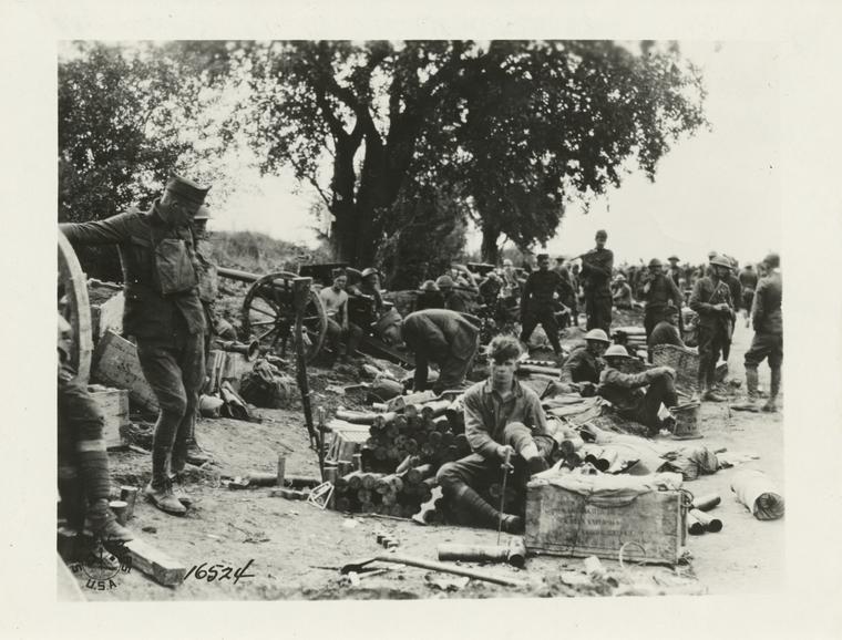 Position of 7th Field Artillery, 1st Div. in the Franco-American advance. Missy-aux-Bois, France. July 15, 1918.