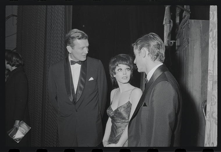 John V. Lindsay, Jill Haworth and Roddy McDowall at opening night of the stage production Cabaret