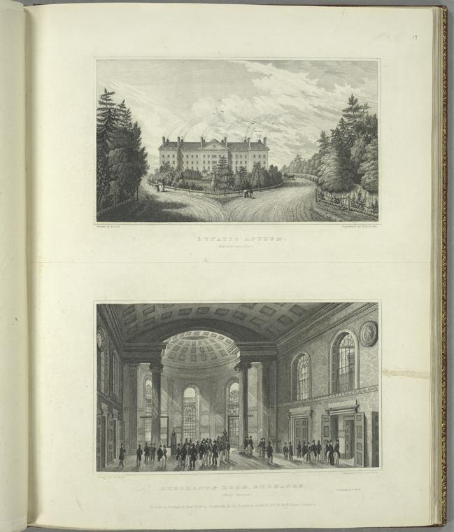 Lunatic asylum (Manhattanville) ; Merchants Room, Exchange (Wall Street).