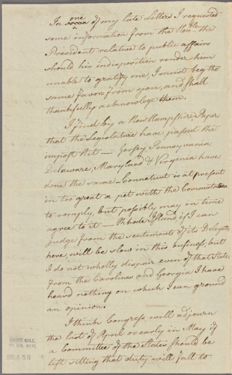 Letter to Josiah Bartlett
