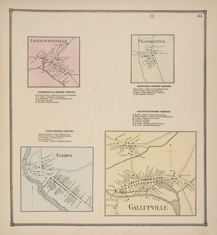 Livingstonville [Village]; Livingstonville Business Directory; Gilboa Business Directory; Gilboa [Village]; Franklinton [Village]; Franklinville Business Directory; Gallupville Business Directory; Gallupville [Village]