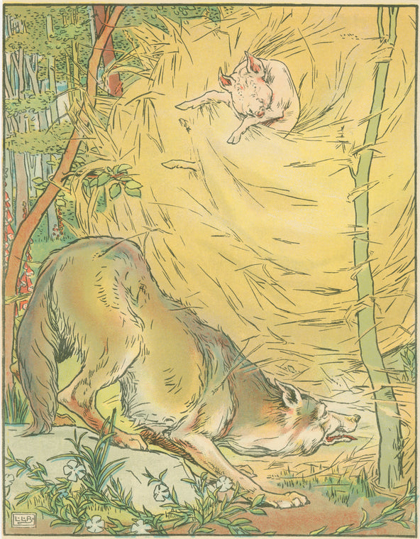 The wolf blows down the house of straw