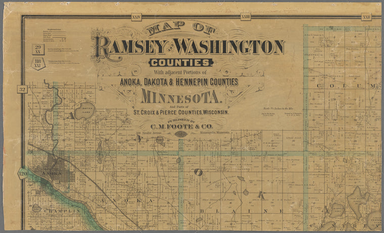 Map of Ramsey and Washington counties : with adjacent portions of Anoka, Dakota & Hennepin counties, Minnesota, and parts of St. Croix & Pierce counties, Wisconsin