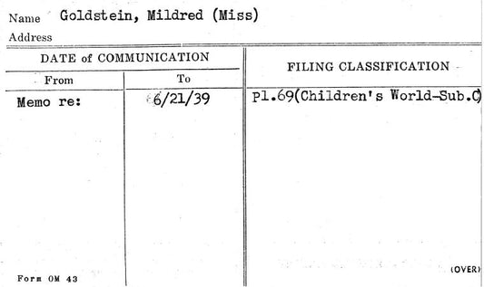 Goldstein, Mildred (Miss)