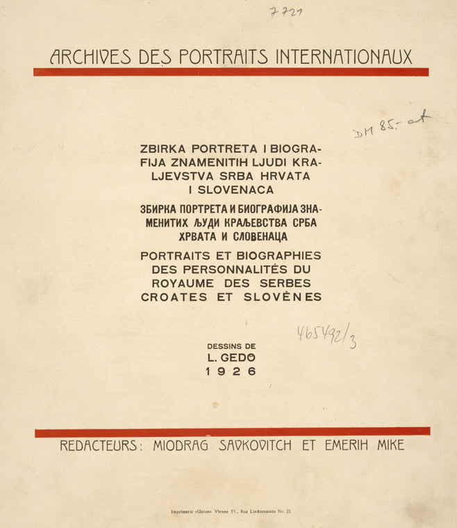 Zbirka portreta i biografija ... [Title page]