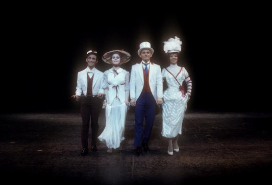 Joel Grey, Bernadette Peters, and unidentified cast members in the stage production George M!
