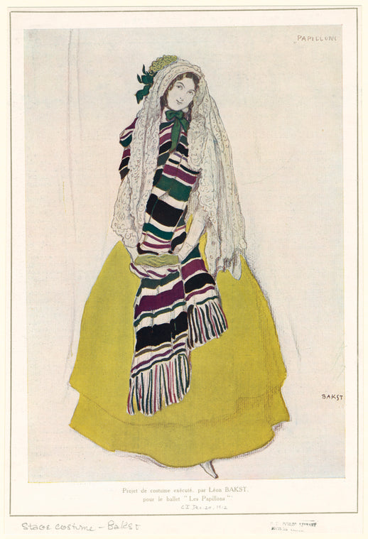 Projet de costume exécuté par Léon Bakst pour le ballet "Les papillons"