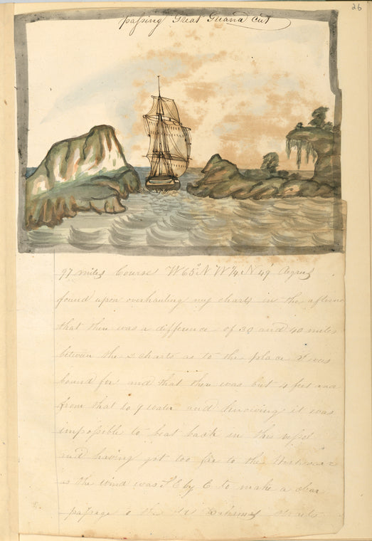 Passing Great Guana cut [Ship sails through narrow passage.]