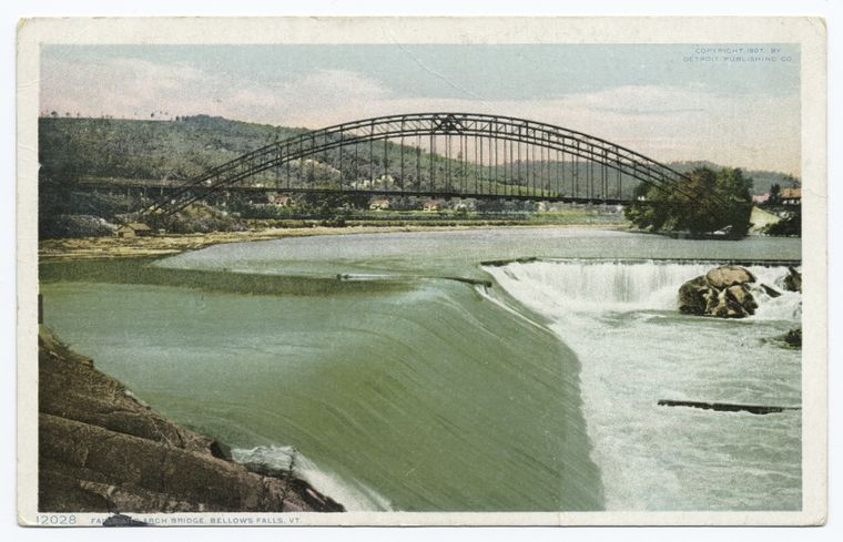 Falls And Arch Bridge, Bellows Falls, Vt.