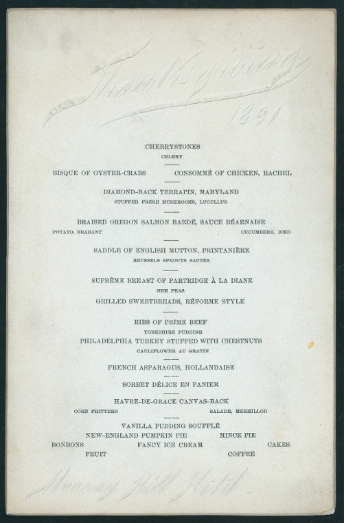 THANKSGIVING DINNER [held by] MURRAY HILL HOTEL [at] (NEW YORK) (HOTEL)