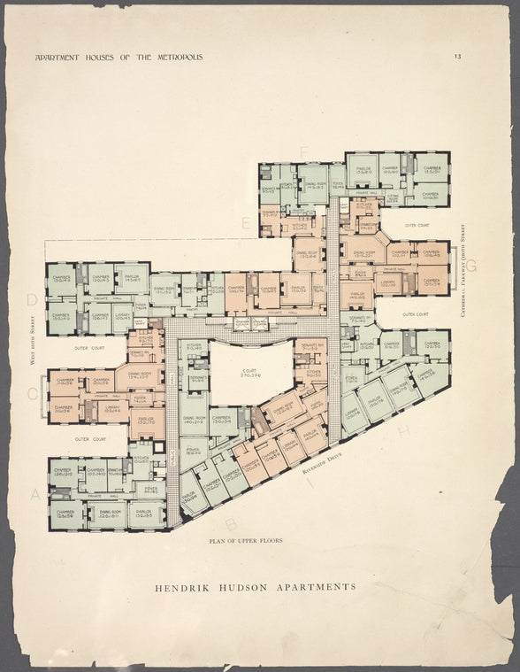 Hendrik Hudson Apartments. Plan of upper floors.