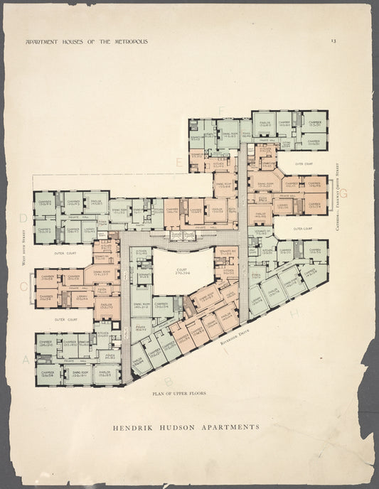 Hendrik Hudson Apartments. Plan of upper floors.