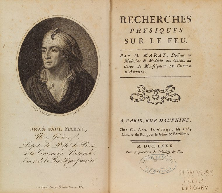 Recherches physiques sur le feu : Né à la Genève Député du Dépt. de Paris, à la Convention Nationale, l'an 1er de la République française