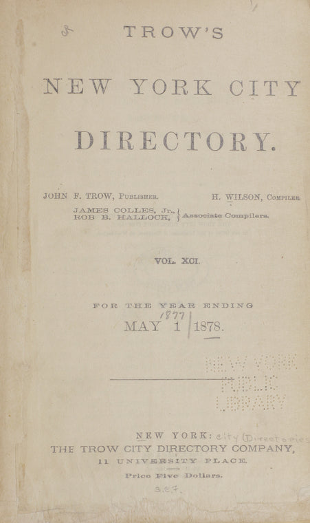 New York City directory: for the year ending May 1, 1878