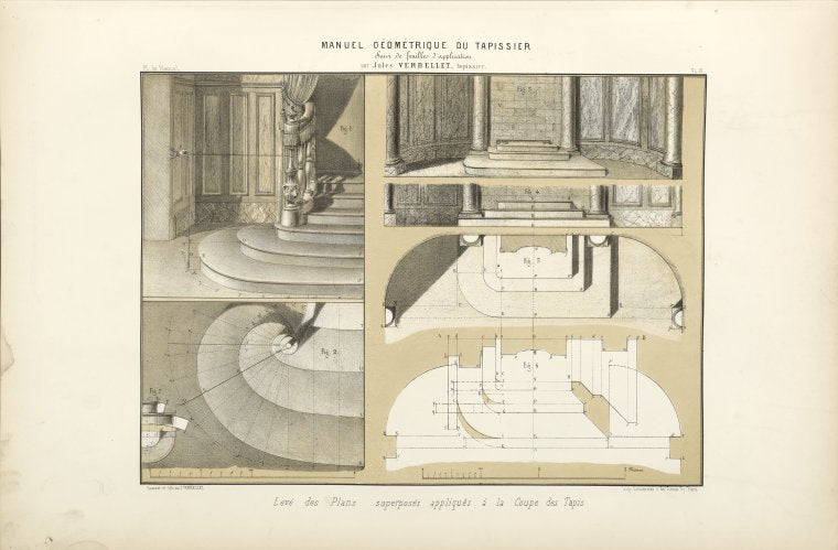 Levé des plans superposés à la coupe de tapis.