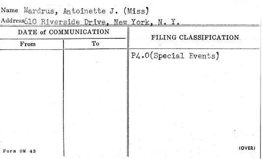 Mardrus, Antoinette J. (Miss)