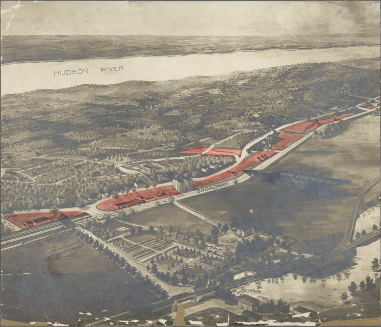 Van Cortlandt Estate to be sold. [Bird's eye view of the environs of the Van Cortlandt estate, Broadway, Van Cortlandt Park, etc.]