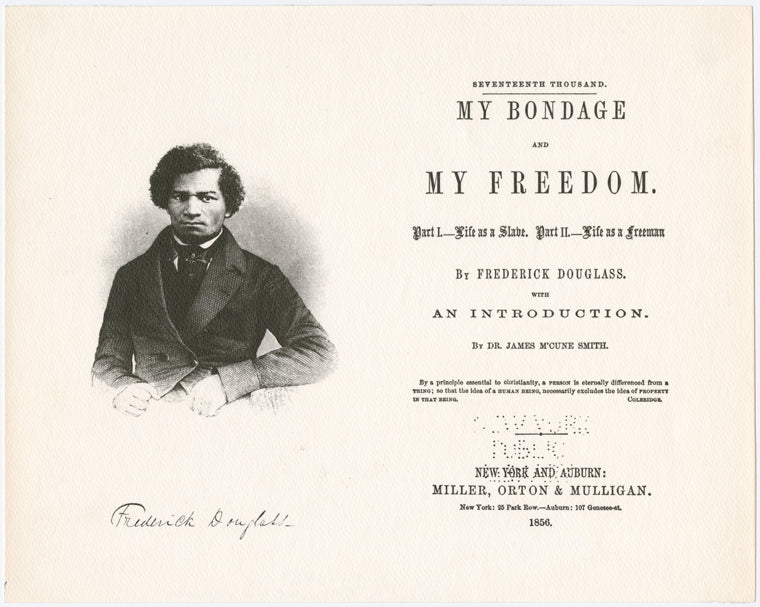 Frontispiece and title page of "My Bondage and My Freedom"