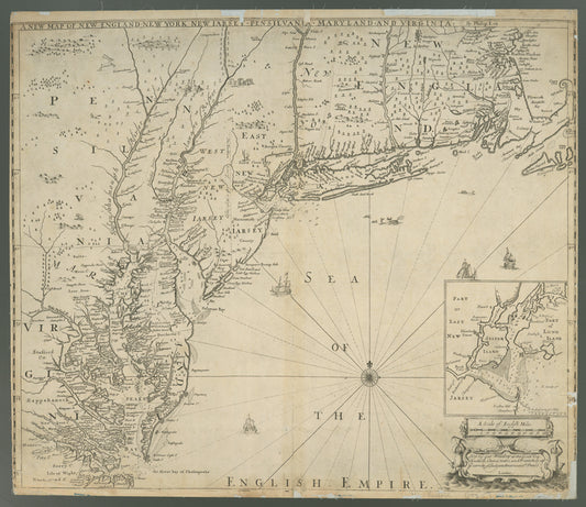 A new map of New England, New York, New Iarsey, Pensilvania, Maryland, and Virginia