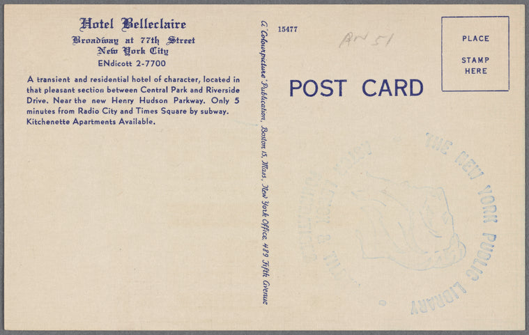 Hotel Belleclaire, Broadway at 77th Street, New York City