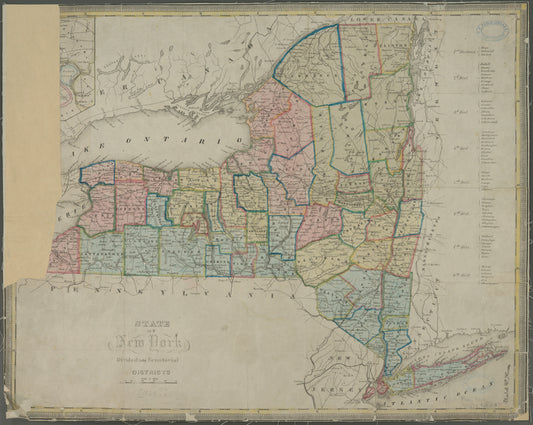 State of New York divided into senatorial districts.