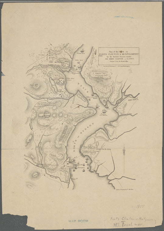 Plan of the attack on forts Clinton & Montgomery by the British forces under Sir Henry Clinton, Octr. 1777