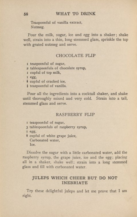 Raspberry Flp;  Juleps which cheer but do not inebriate