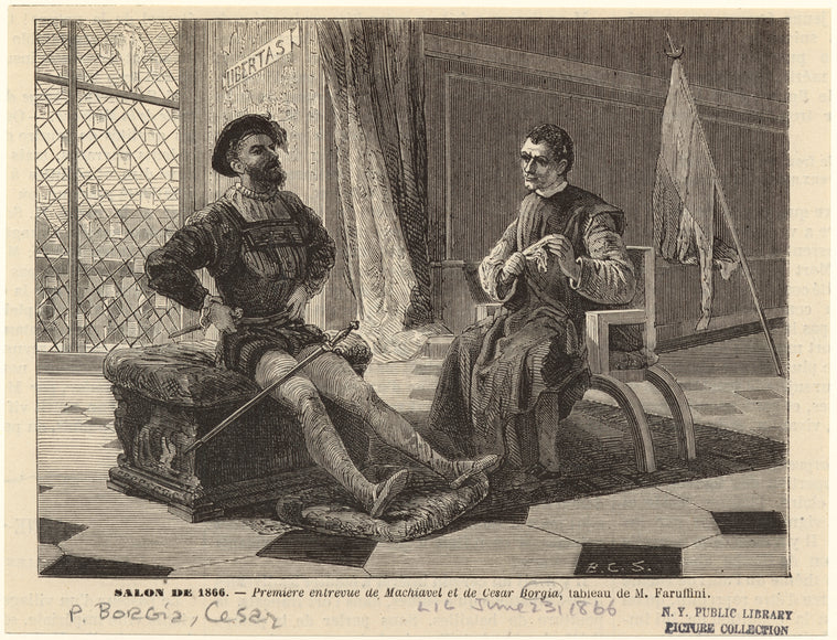 Salon de 1866 -- premier entrevue de Machiavel et de Cesar Borgia, tableau de M. Faruffini