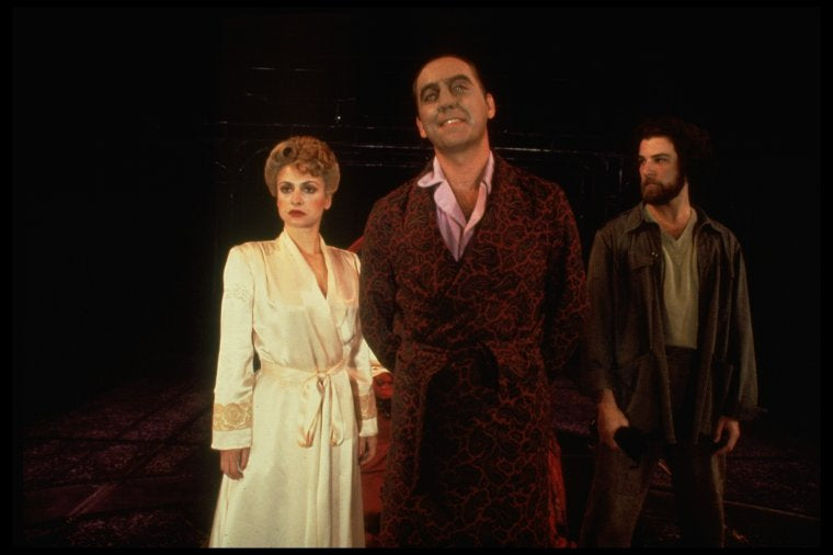 Patti LuPone as Eva Peron, Bob Gunton as Juan Peron and Mandy Patinkin as Che Guevera in a scene from the Broadway musical "Evita." (New York)