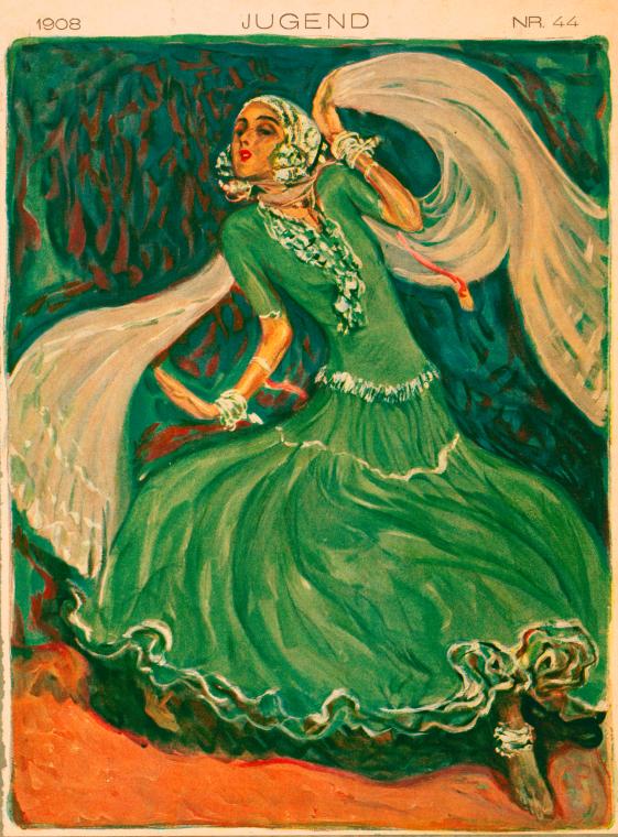 Ruth St. Denis in the 1980 version of Nautch (green costume).