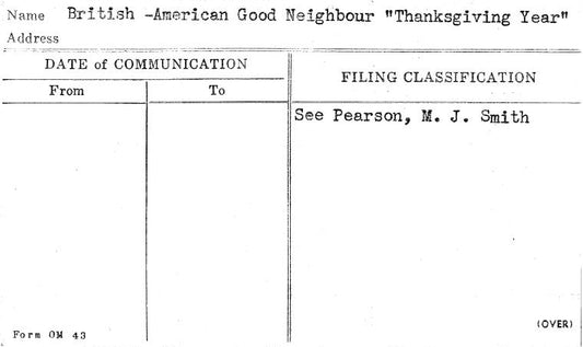 British - American Good Neighbour "Thanksgiving Year"
