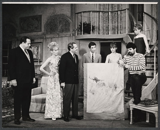 Janet Ward, Alan King, Bert Convy, Jane Elliot, Michael Hadge, Neva Small and unidentified in the stage production The Impossible Years