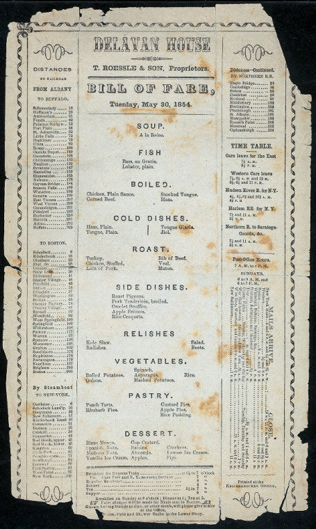 DAILY MENU [held by] DELAVAN HOUSE [at] [ALBANY] (HOTEL)