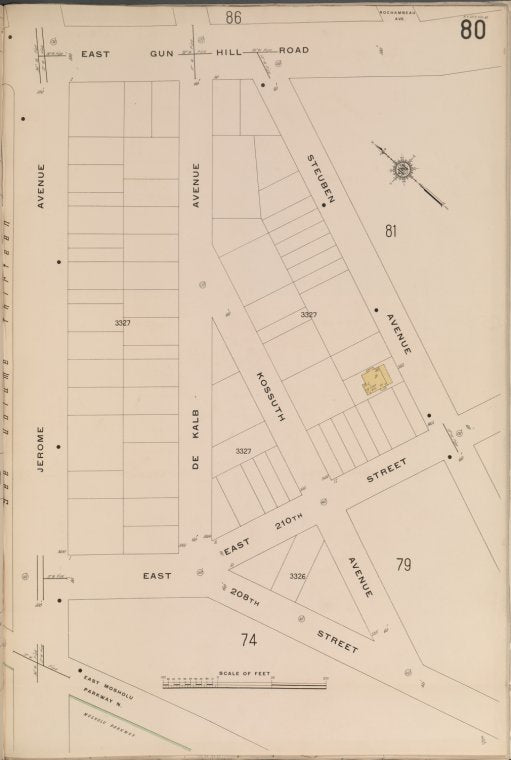 Bronx, V. 14, Plate No. 80 [Map bounded by E. Gun Hill Rd., Steuben Ave., E. 208th St., Jerome Ave.]