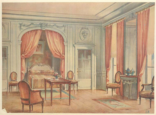 Chambre a coucher, inspirée d'une gravure de Gravelot....