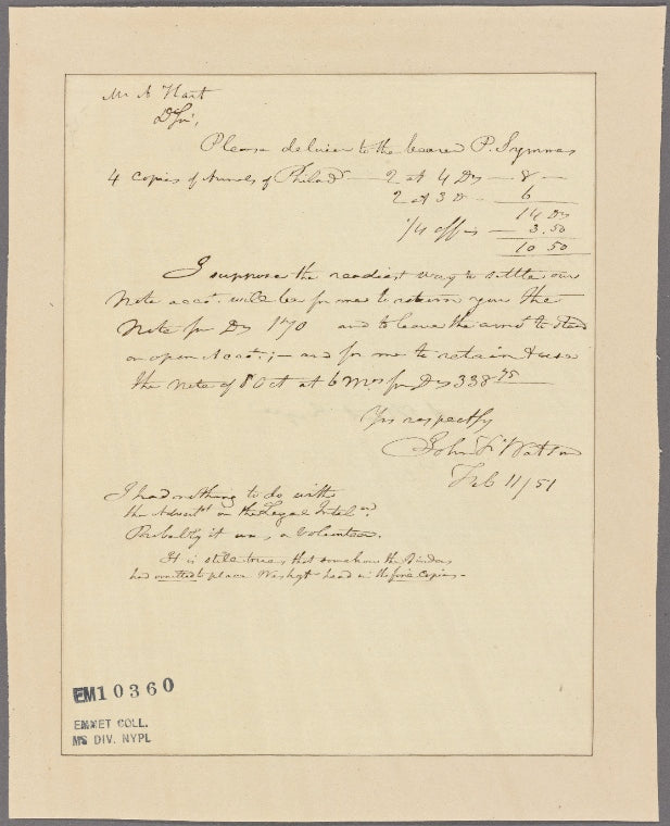 Letter to A[braham] Hart