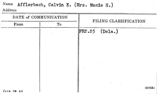 Afflerbach, Calvin E. (Mrs. Mamie H.)