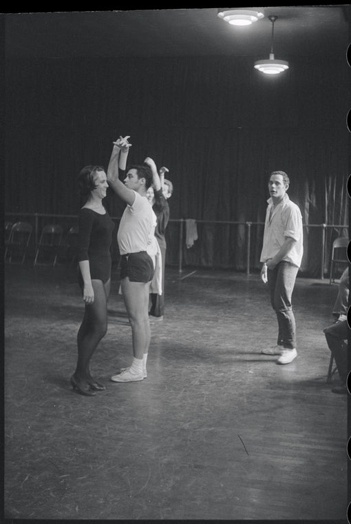 Dancers rehearsing for the stage production West Side Story