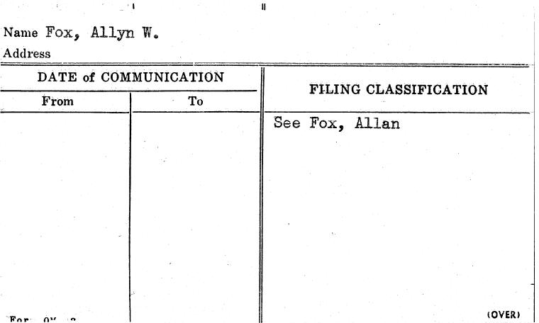 Fox, Allyn W.