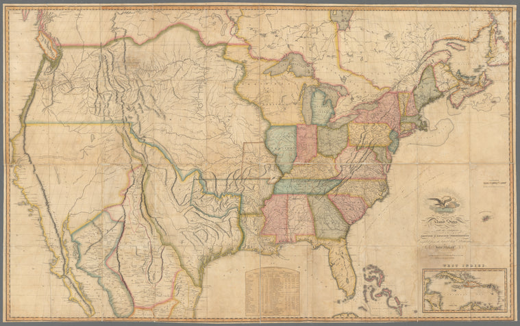 Map of the United States with the contiguous British & Spanish possessions