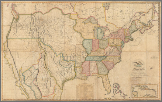Map of the United States with the contiguous British & Spanish possessions