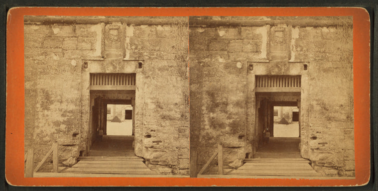 The Door way of the Fort, showing the old Spanish Coat of Arms over the door.