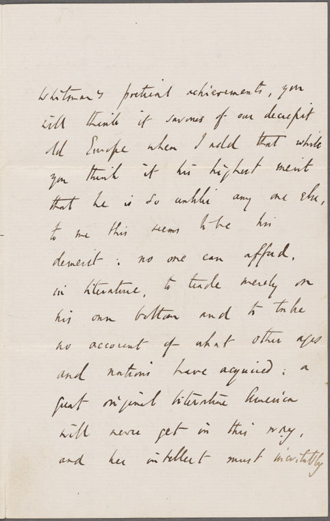 Arnold, Matthew, ALS to W. D. O'Connor. Sep. 16, 1866.