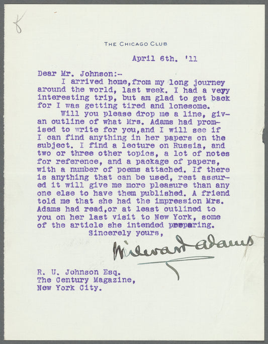 Adams, Milward