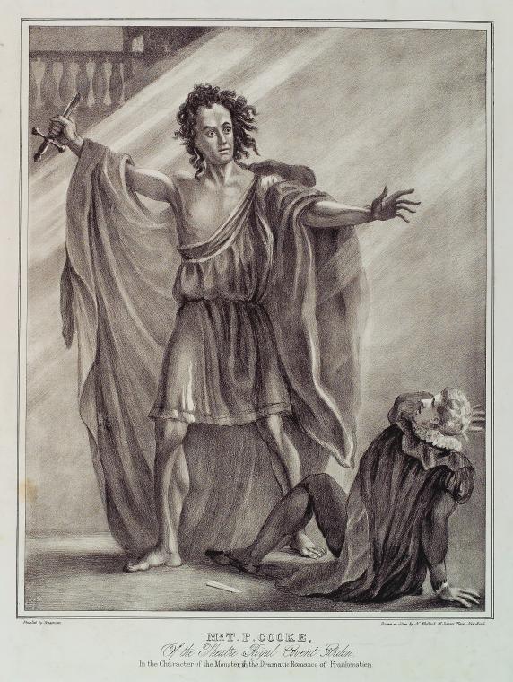 Mr. T. P. Cooke, of the Theatre Royal Covent Garden, in the character of the monster in the dramatic romance of Frankenstein