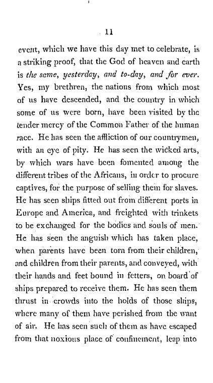 A Thanksgiving sermon: preached January 1, 1808 in St. Thomas's, or the African Episcopal Church, Philadelphia, on account of the abolition of the African slave trade on that day, by the Congress of the U.S. [Microform]