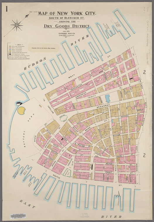 Map of New York City south of Bleecker St., showing the dry goods district