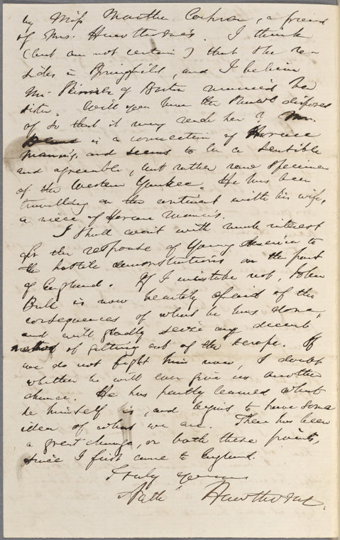 Ticknor, [William D.], ALS to. Nov. 9, 1855.