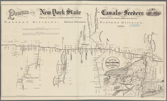 Profiles of the New York State canals and feeders: showing the elevations of the water surfaces above tide water, & junction of the lateral canals with the Erie